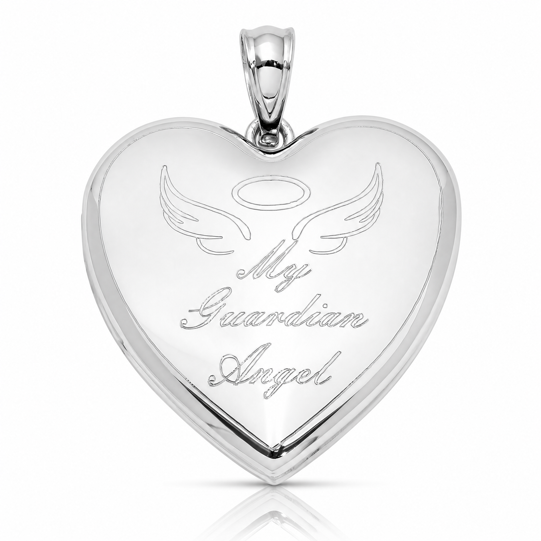 Sterling Silver Rhodium-plated Guardian Angel Ash Holder Heart Locket - Lifestyle View