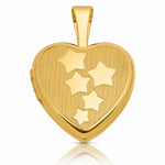 Sterling Silver Gold-plated Brushed And Polished Stars 12mm Heart Locket - Lifestyle View