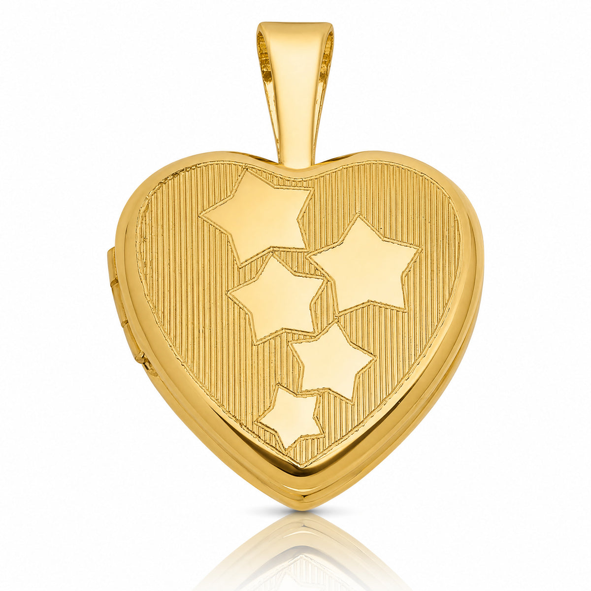 Sterling Silver Gold-plated Brushed And Polished Stars 12mm Heart Locket - Lifestyle View
