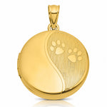 SS Gold-plated Brushed And Polished Paw Print 20mm Round Locket - Lifestyle View