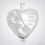 Sterling Silver Rhodium-plated 20mm Footprints Heart Locket - Lifestyle View