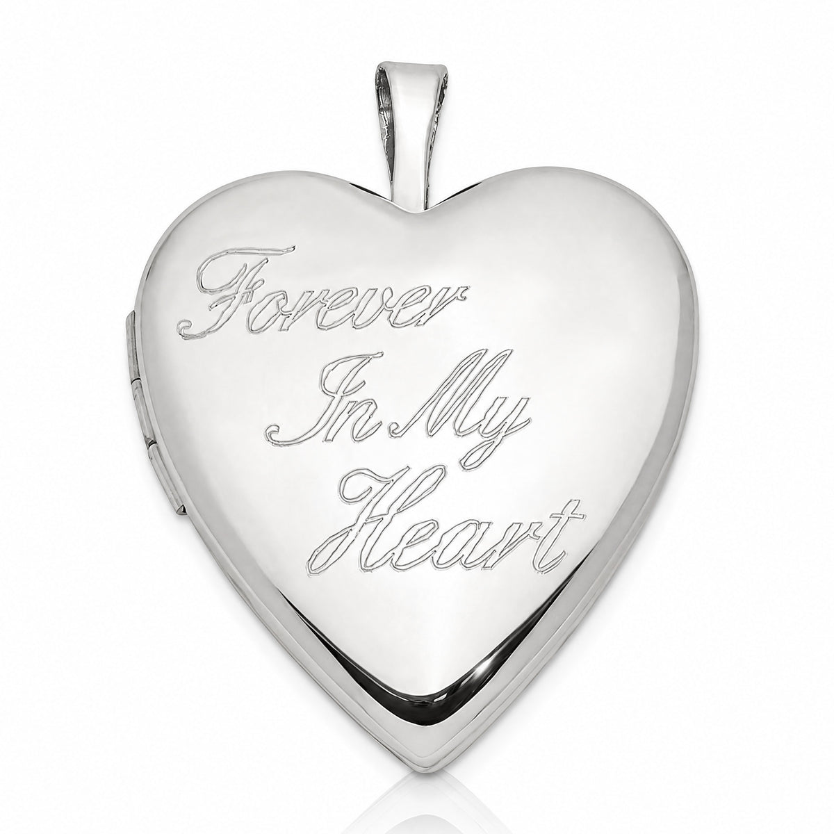 Sterling Silver Rhod-pltd 20mm FOREVER IN MY HEART Heart Locket - Lifestyle View