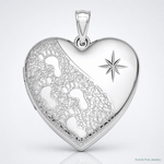 Sterling Silver Rhodium-plated 24mm D/C Footprints Ash Holder Heart Locket - Lifestyle View
