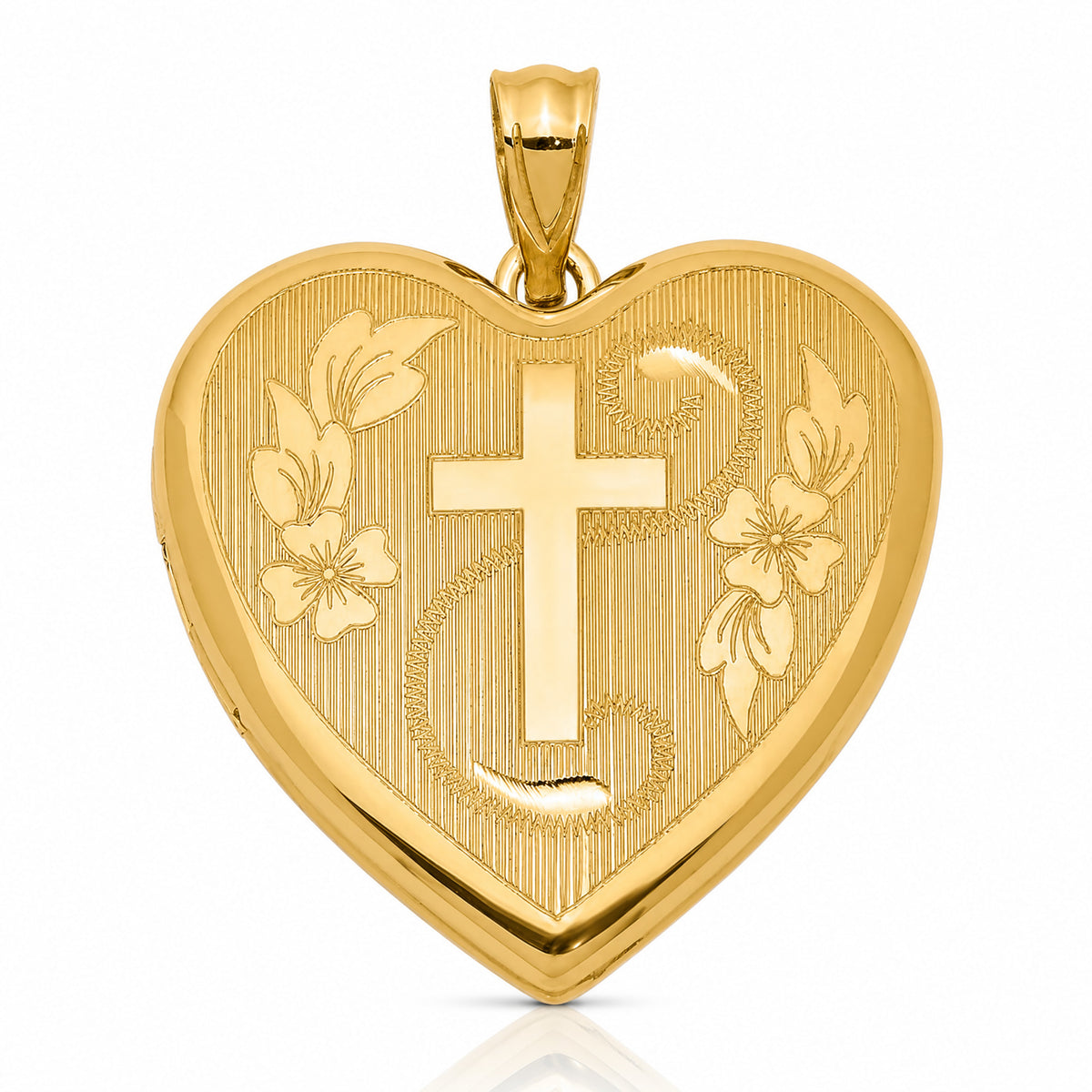 Sterling Silver Gold-tone Floral Cross Ash Holder Heart Locket - Lifestyle View