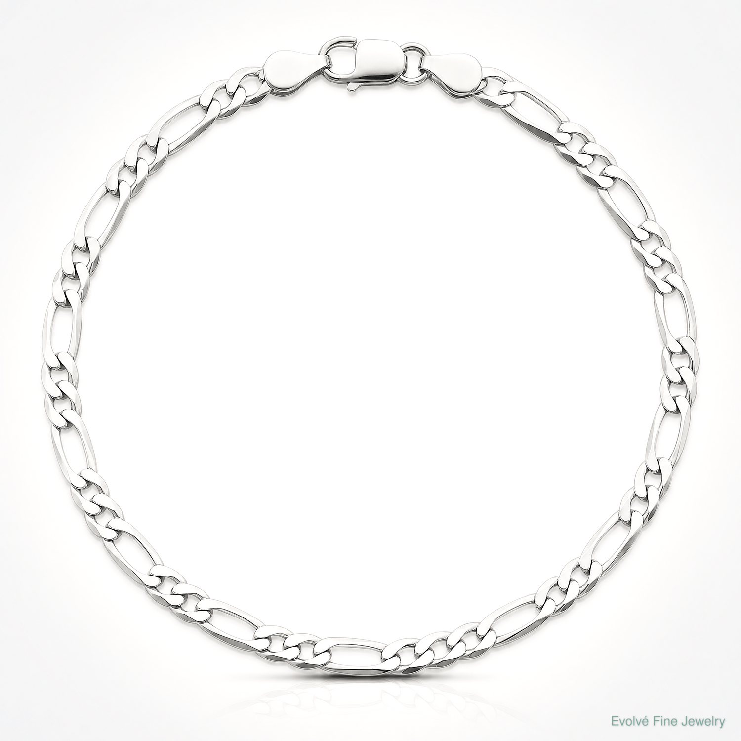 Sterling Silver Rhodium-plated 4.0mm Lightweight Flat Figaro Chain - Lifestyle View