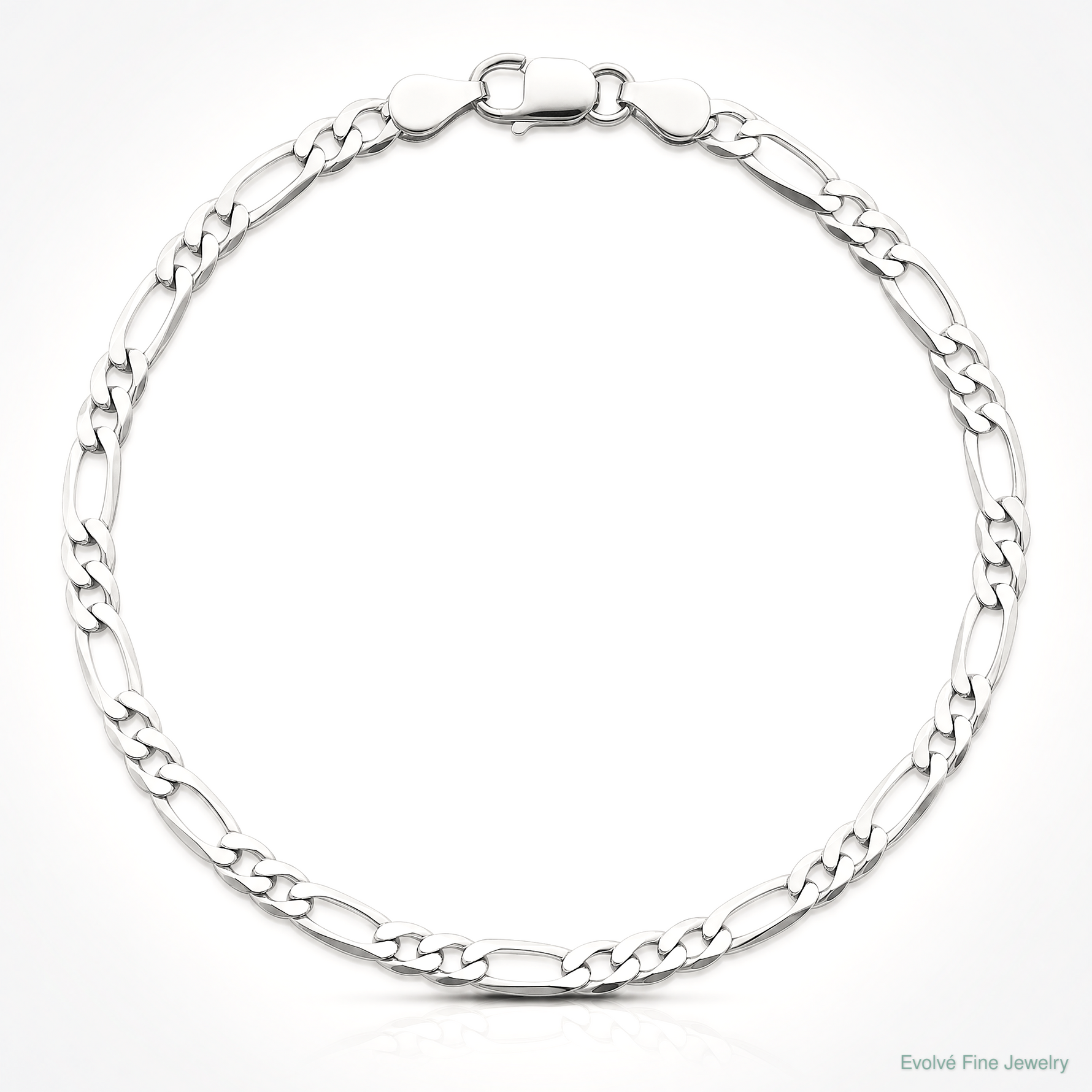 Sterling Silver Rhodium-plated 4.0mm Lightweight Flat Figaro Chain - Lifestyle View