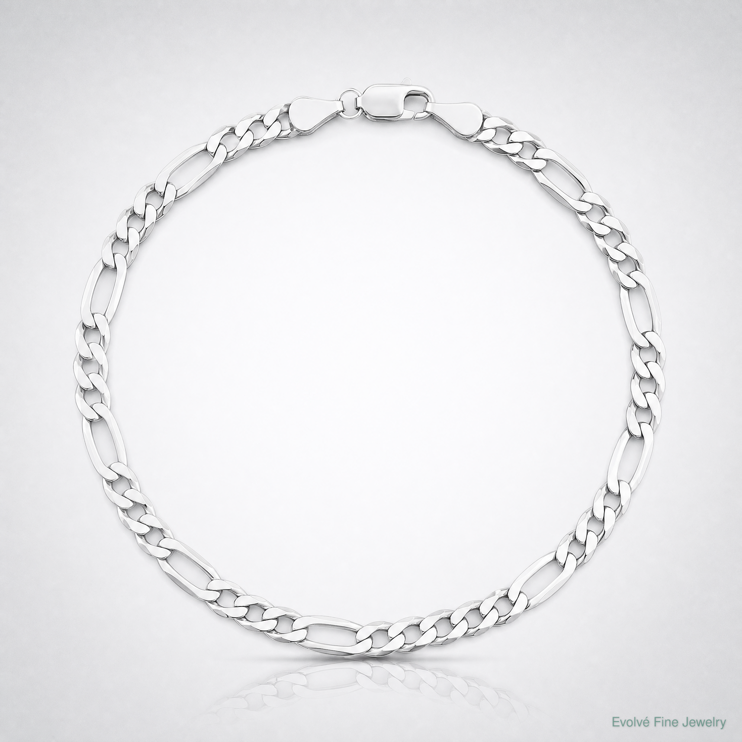 Sterling Silver Rhodium-plated 4.5mm Lightweight Flat Figaro Chain - Lifestyle View