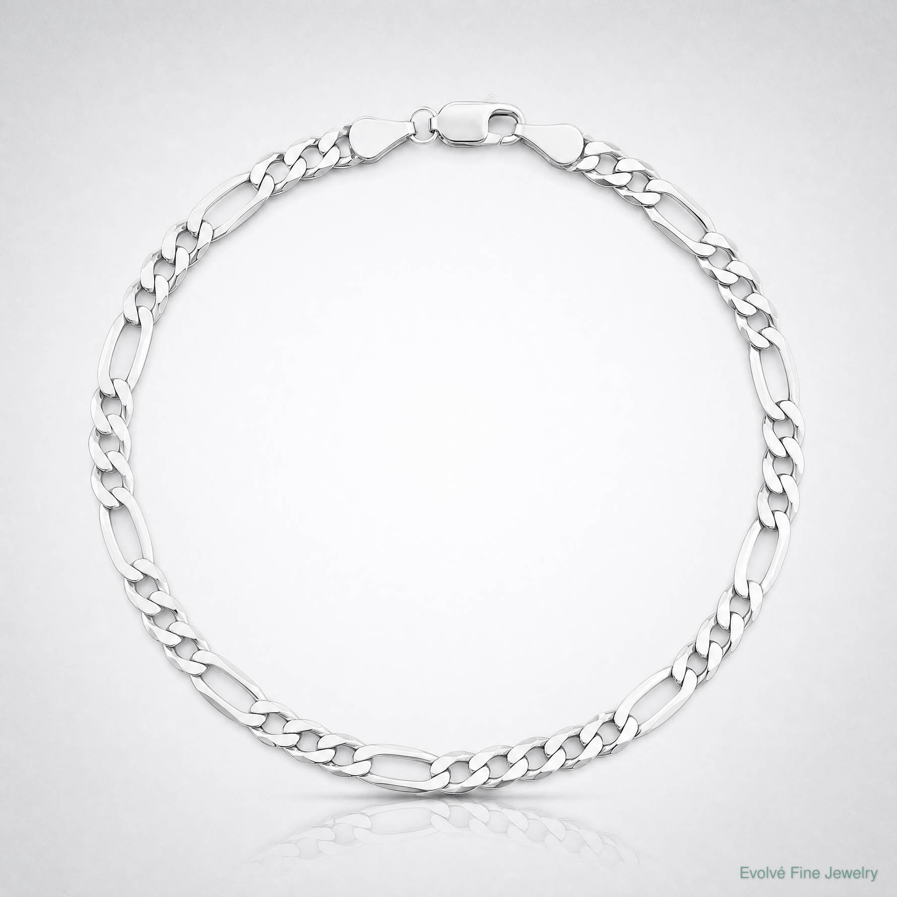 Sterling Silver Rhodium-plated 4.5mm Lightweight Flat Figaro Chain - Lifestyle View