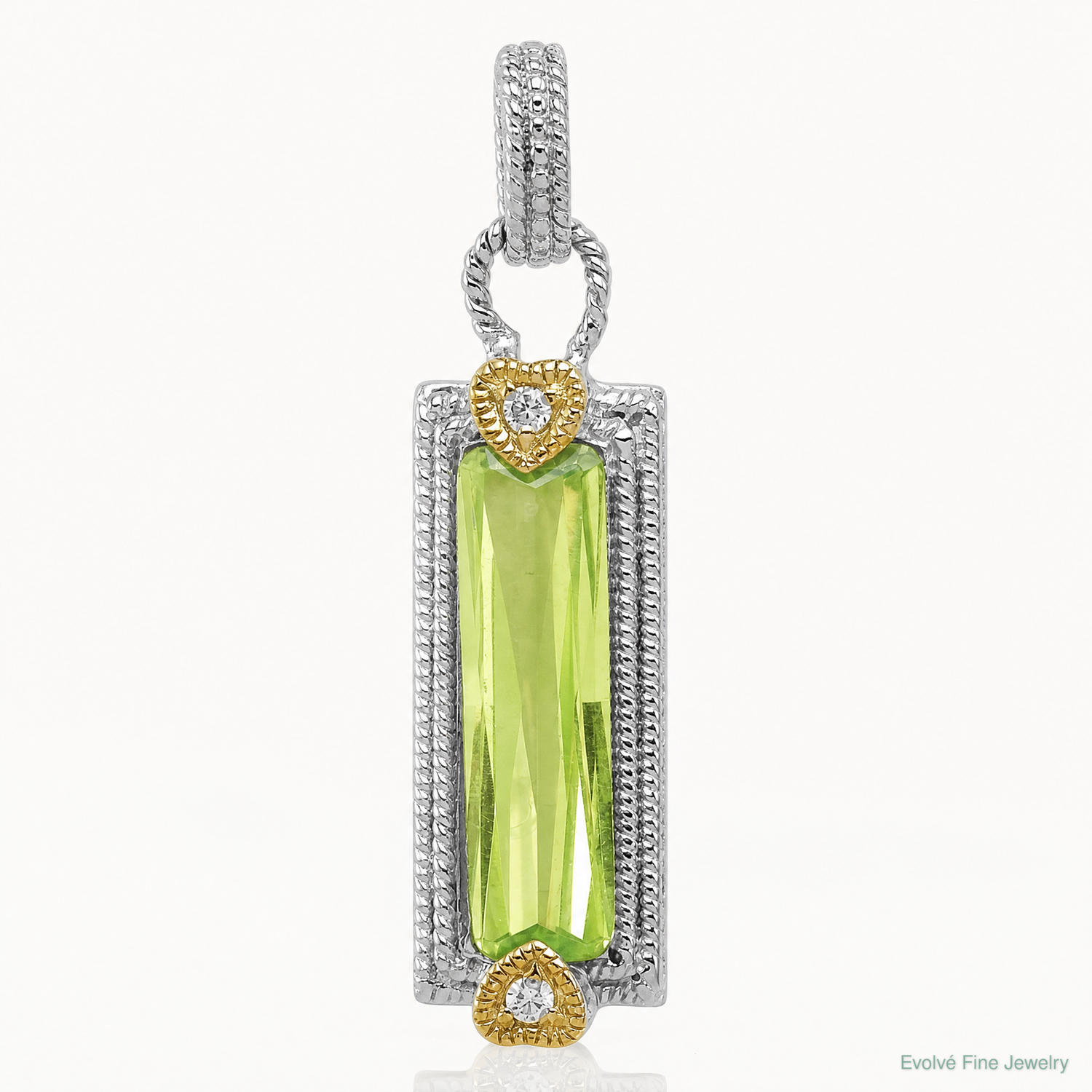 Sterling Silver & Vermeil Light Green CZ Pendant - Lifestyle View