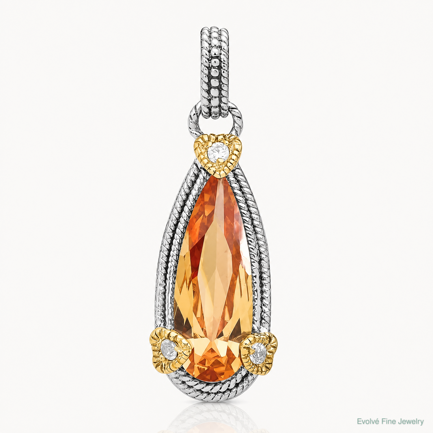 Sterling Silver & Vermeil Rhodium-plated Champagne CZ Pendant - Lifestyle View