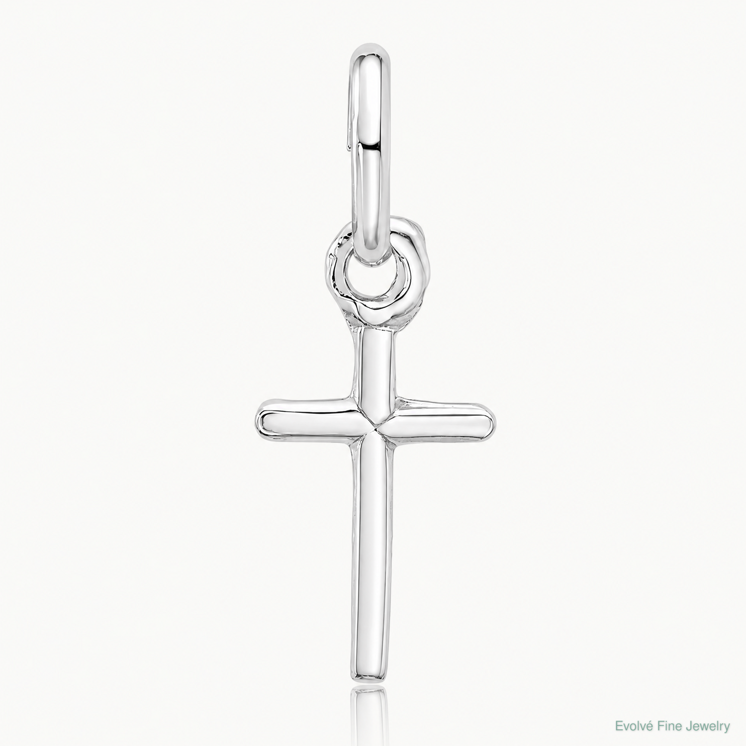 Sterling Silver Rhodium-plated Cross Charm - Lifestyle View