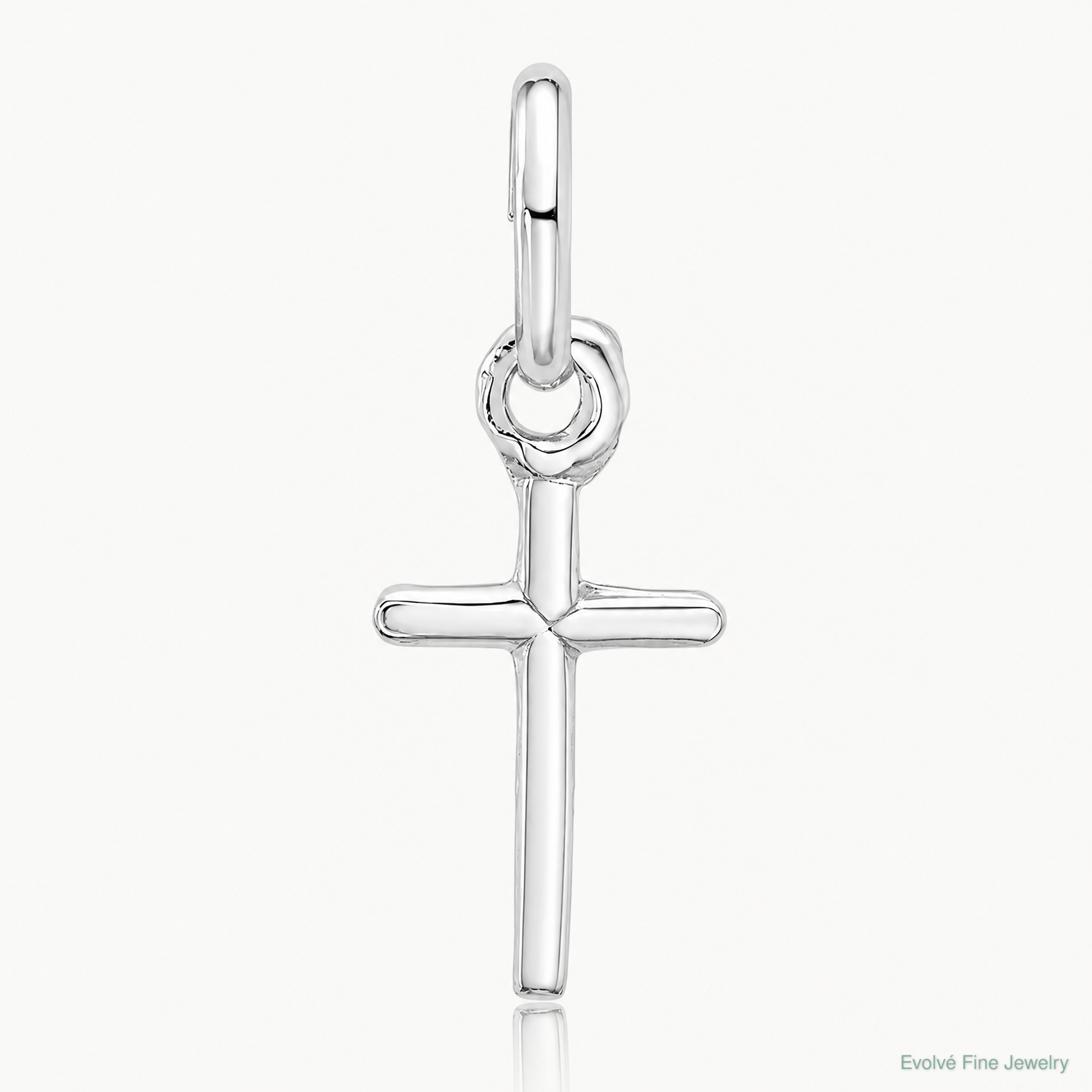 Sterling Silver Rhodium-plated Cross Charm - Lifestyle View