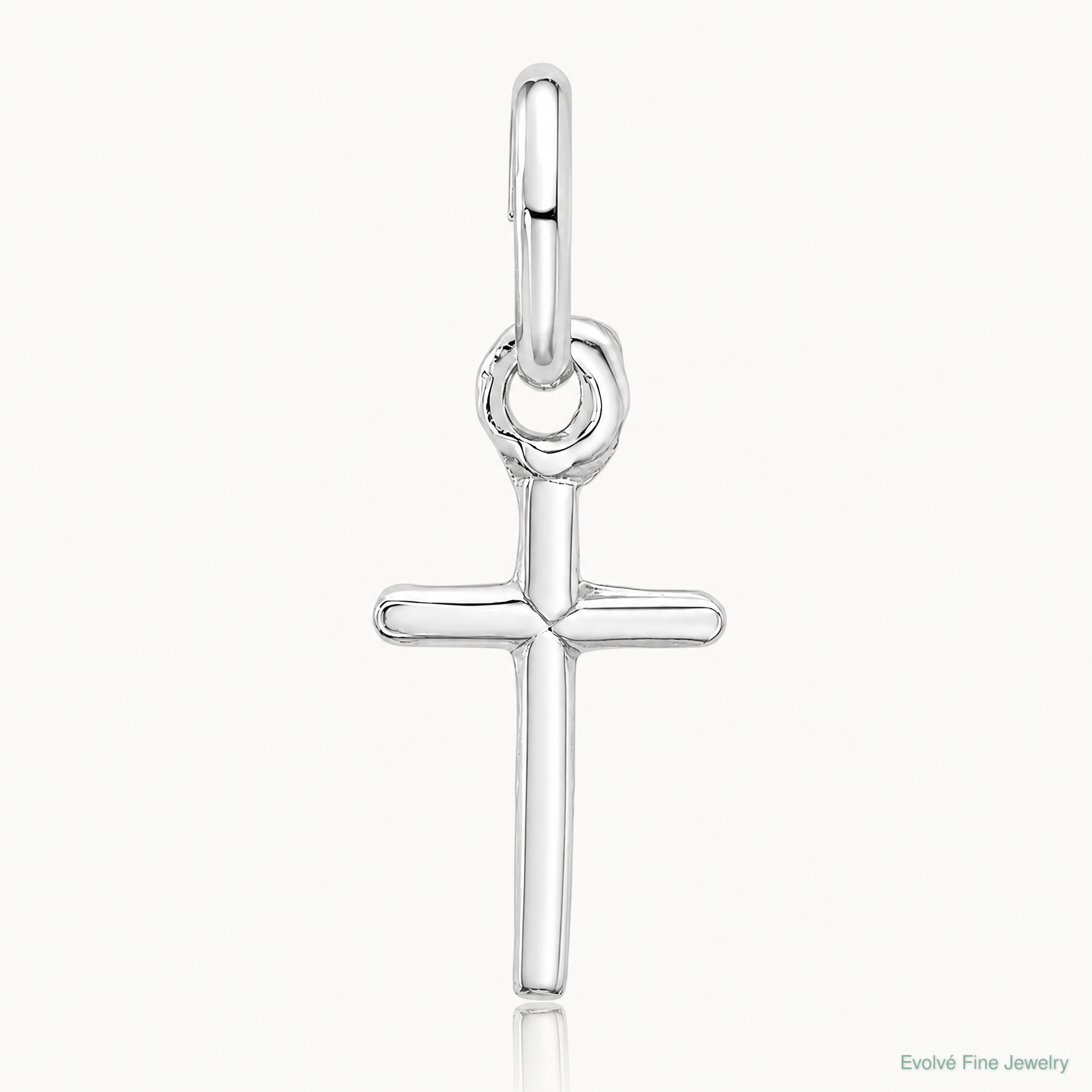 Sterling Silver Rhodium-plated Cross Charm - Lifestyle View