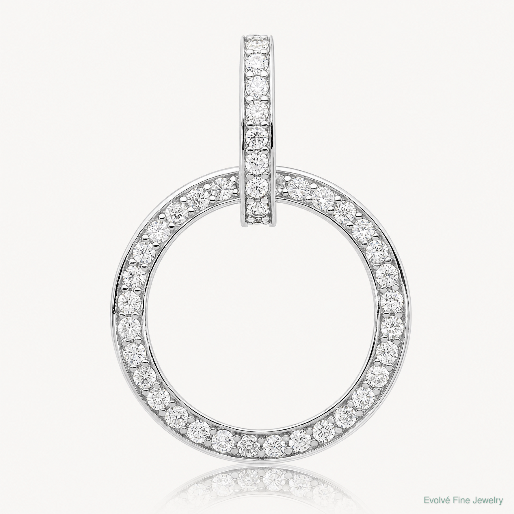 Sterling Silver Rhodium-plated CZ Circle Pendant - Lifestyle View