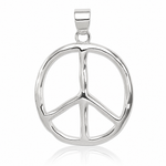 Sterling Silver Polished Peace Pendant - Lifestyle View
