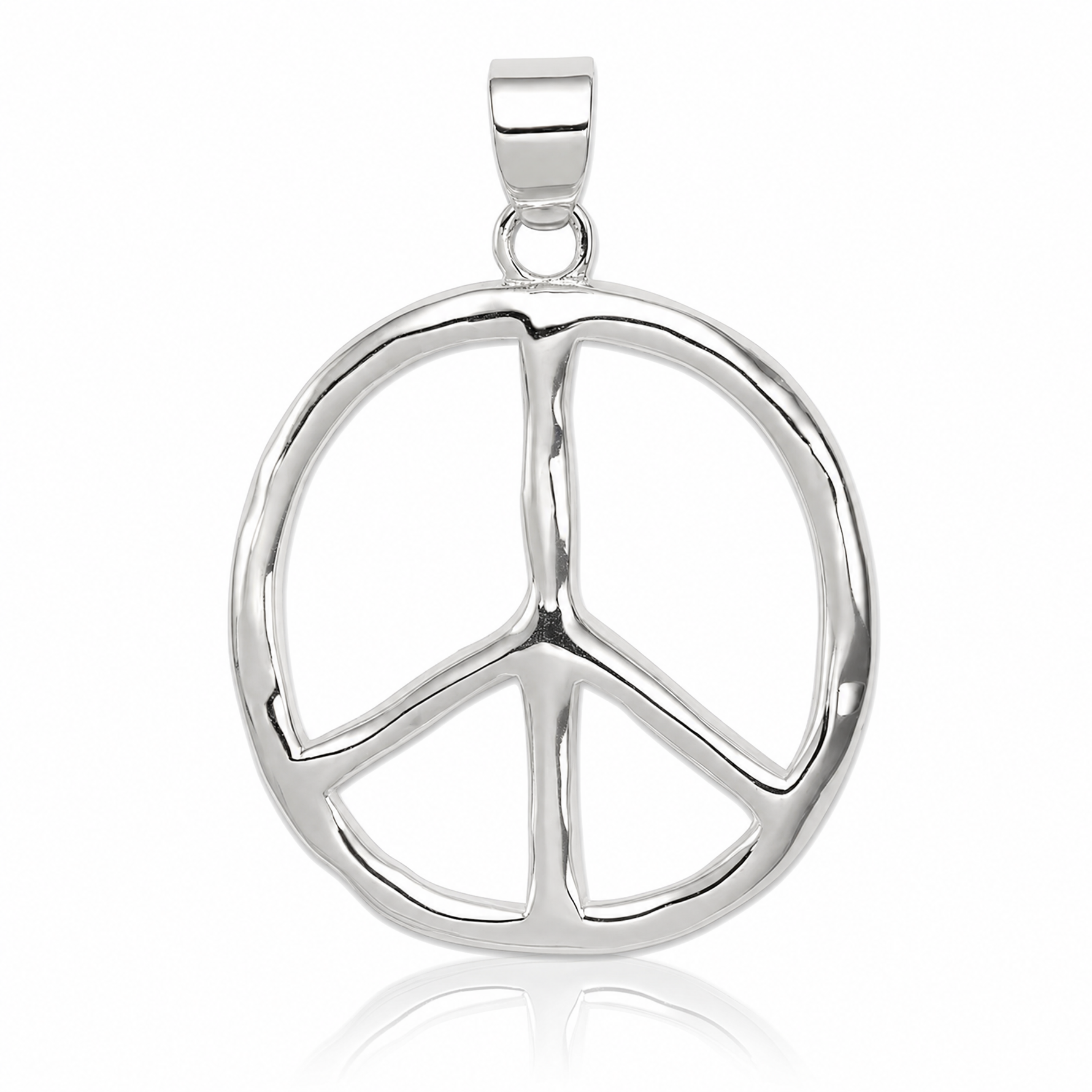 Sterling Silver Polished Peace Pendant - Lifestyle View
