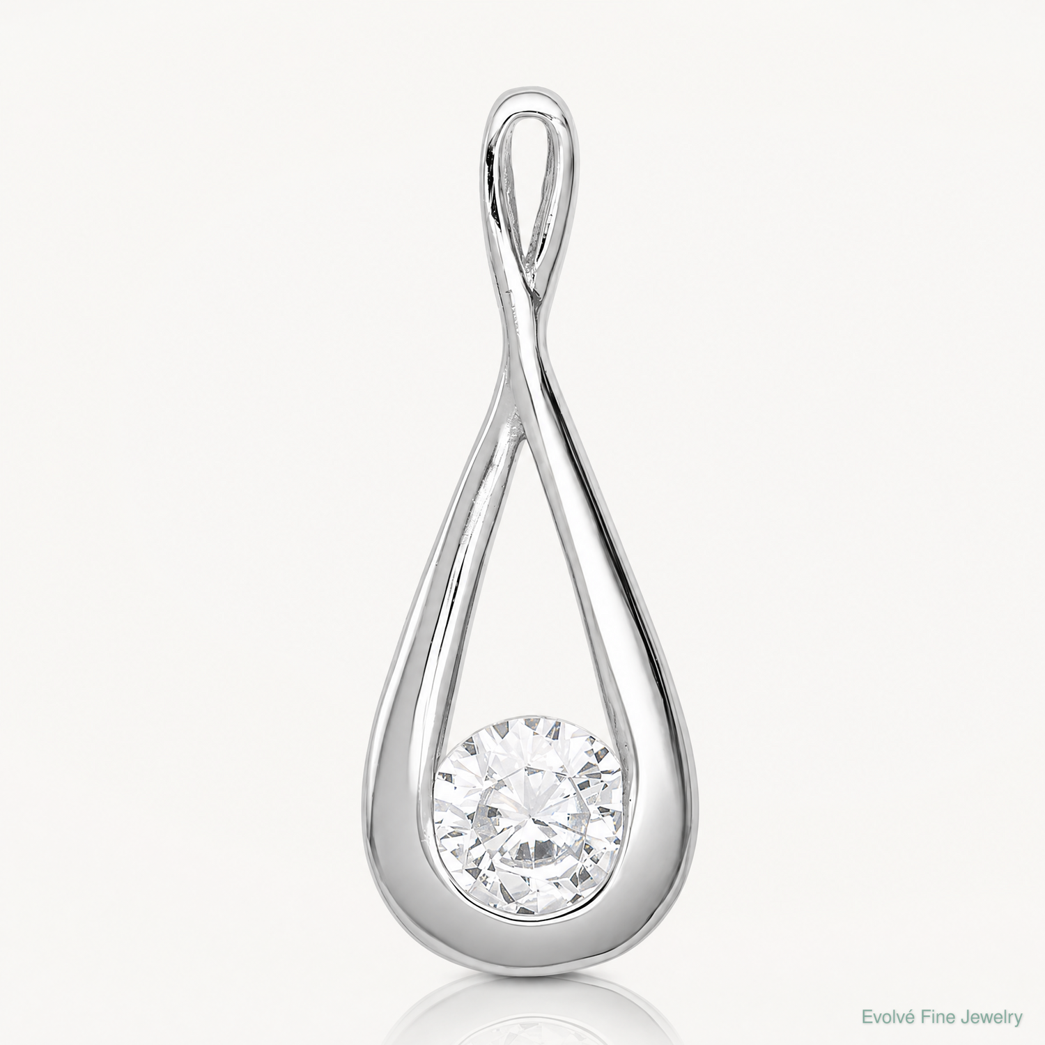 Sterling Silver Rhodium-plated CZ Tear Drop Pendant - Lifestyle View