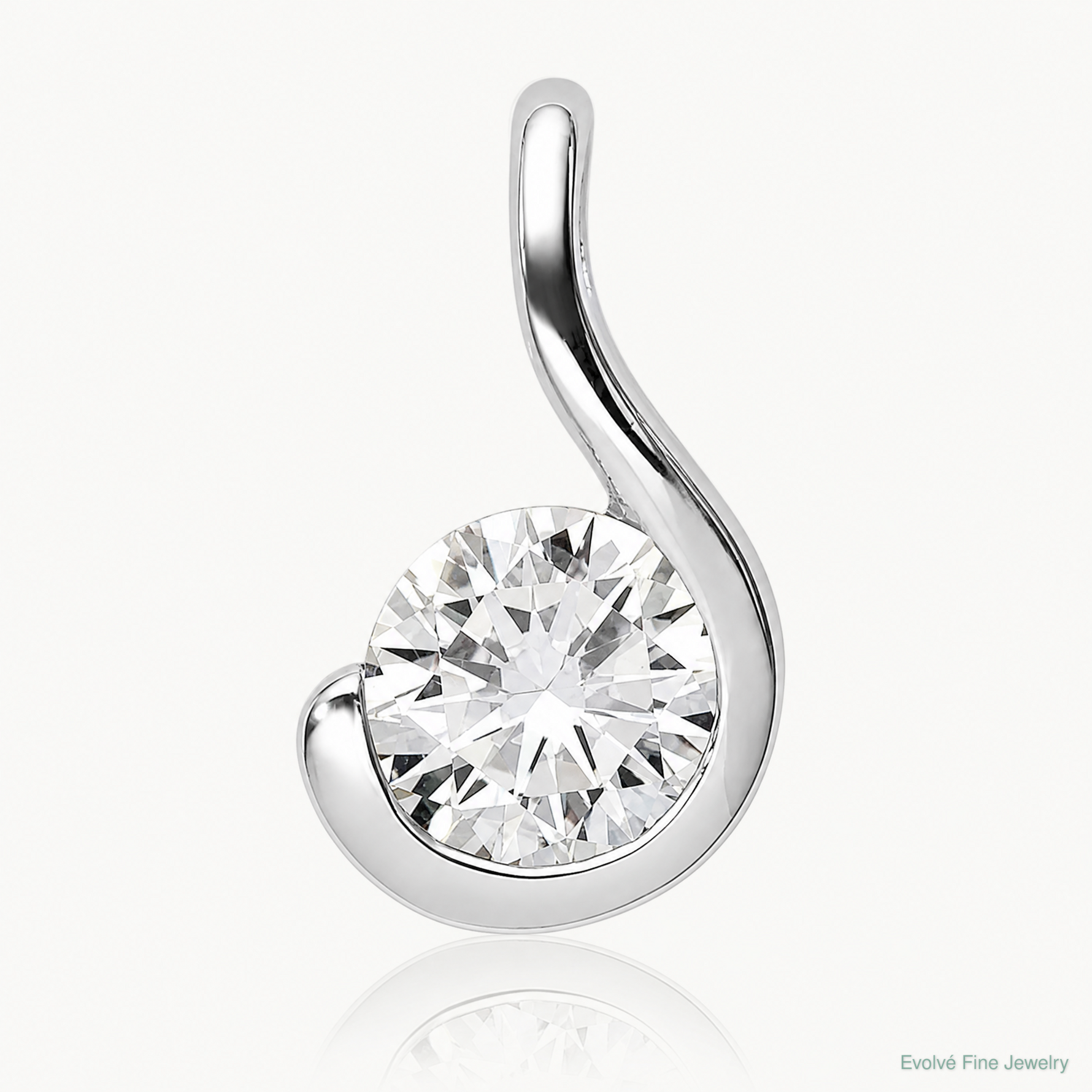 Sterling Silver Rhodium Plated CZ Pendant - Lifestyle View