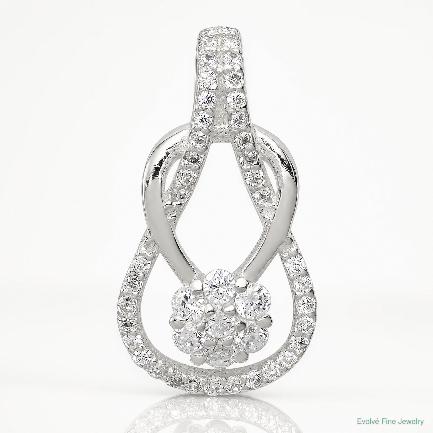 Sterling Silver CZ & Teardrop Pendant - Lifestyle View