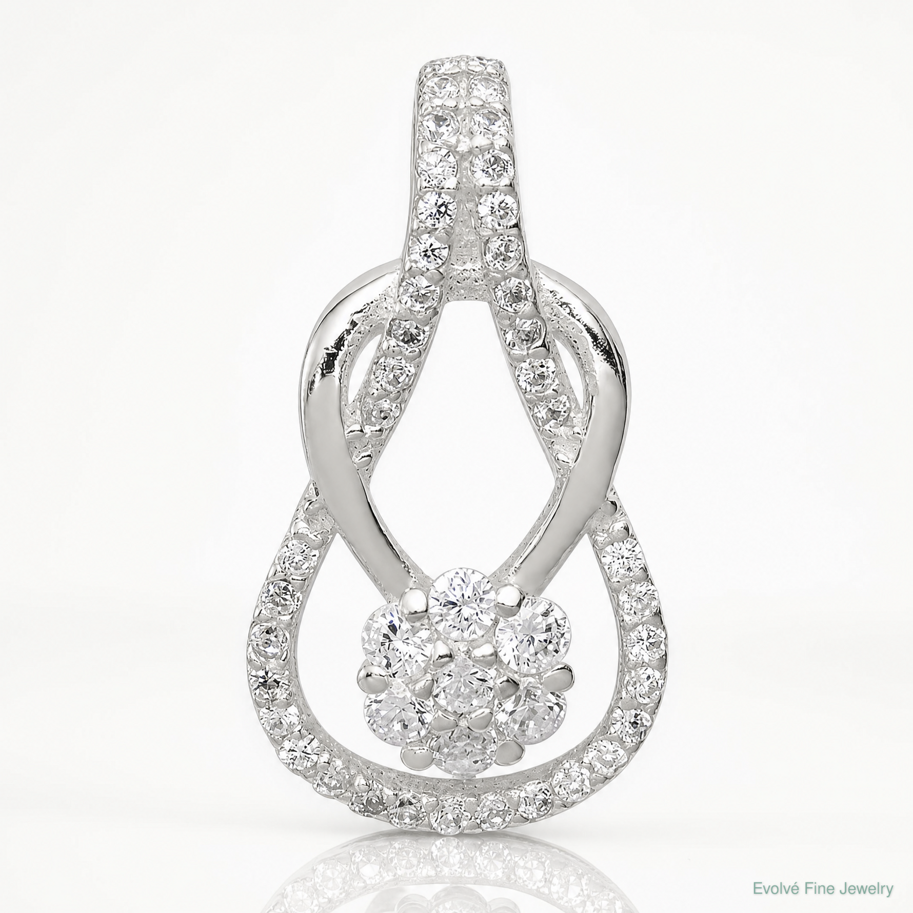 Sterling Silver CZ & Teardrop Pendant - Lifestyle View