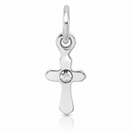 Sterling Silver RH-pltd Child's Apr Clear Preciosca Crystal Cross Pendant - Lifestyle View