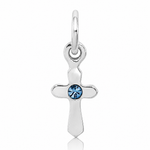 Sterling Silver RH-pltd Child's Dec Blue Preciosca Crystal Cross Pendant - Lifestyle View