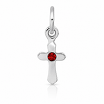 Sterling Silver RH-pltd Child's Jan Red Preciosca Crystal Cross Pendant - Lifestyle View