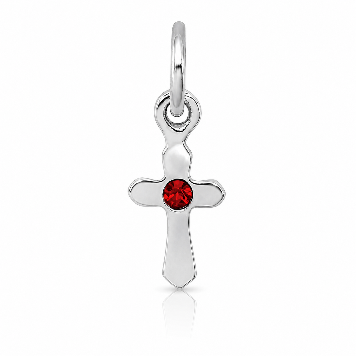 Sterling Silver RH-pltd Child's Jan Red Preciosca Crystal Cross Pendant - Lifestyle View