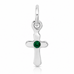 Sterling Silver RH-pltd Child's May Green Preciosca Crystal Cross Pendant - Lifestyle View