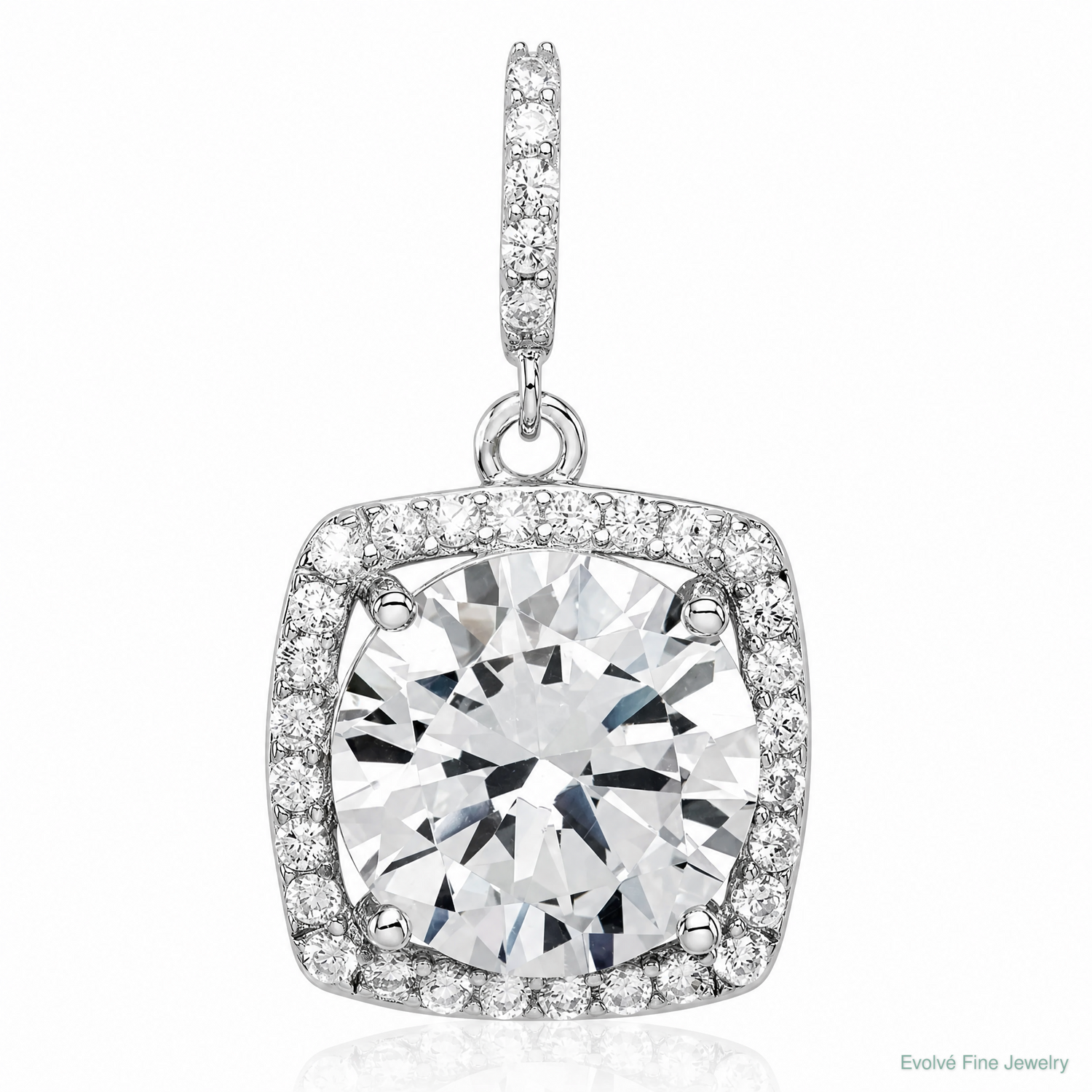 Sterling Silver Rhodium-plated Polished CZ Pendant - Lifestyle View
