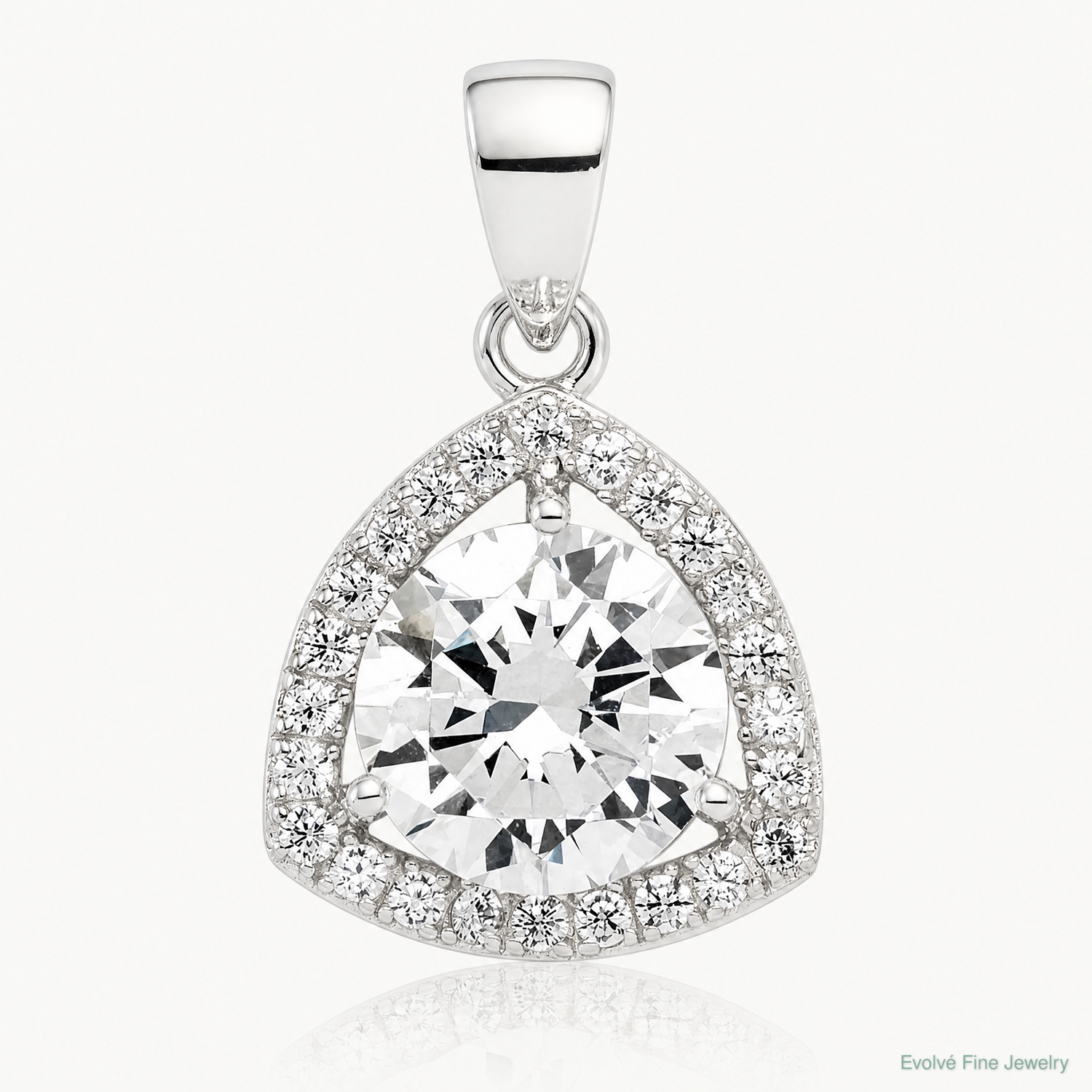 Sterling Silver Rhodium-plated Polished CZ Pendant - Lifestyle View