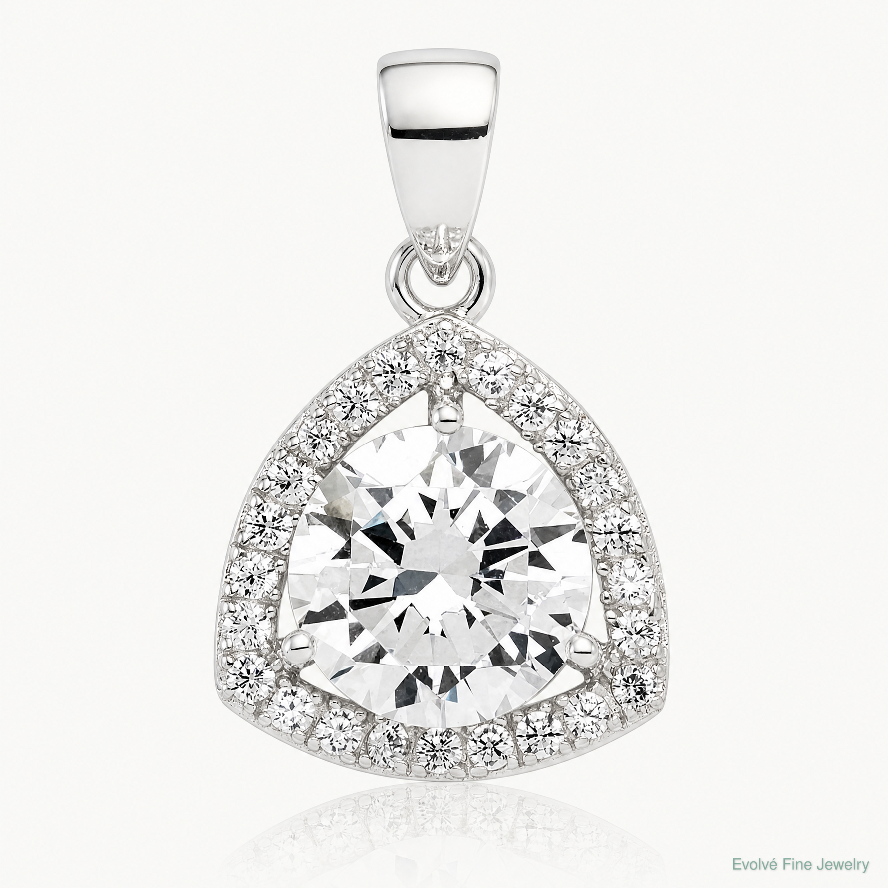 Sterling Silver Rhodium-plated Polished CZ Pendant - Lifestyle View