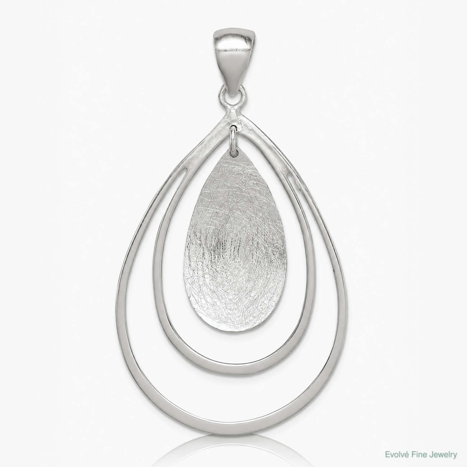 Sterling Silver Polished & Textured Teardrop Pendant - Lifestyle View