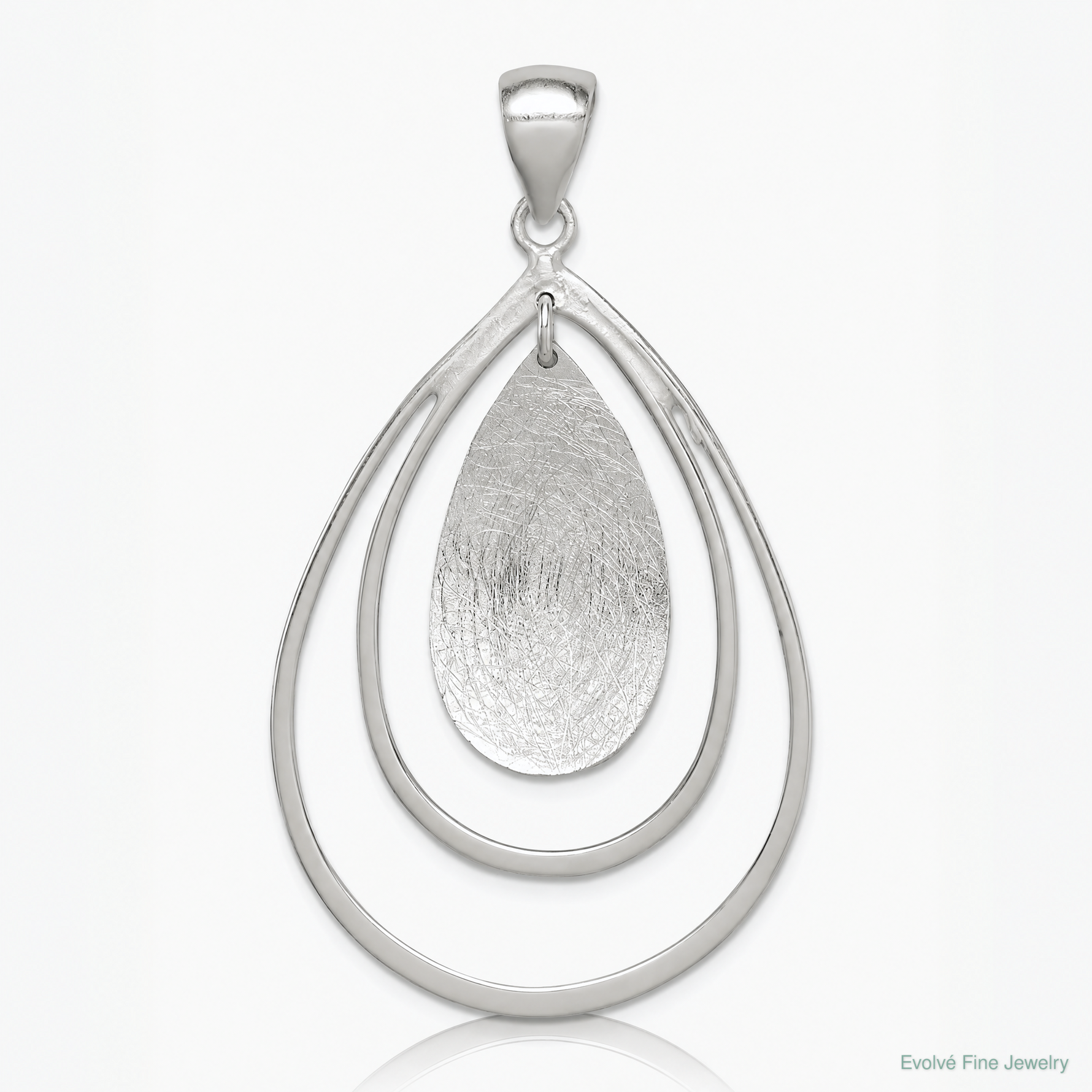 Sterling Silver Polished & Textured Teardrop Pendant - Lifestyle View