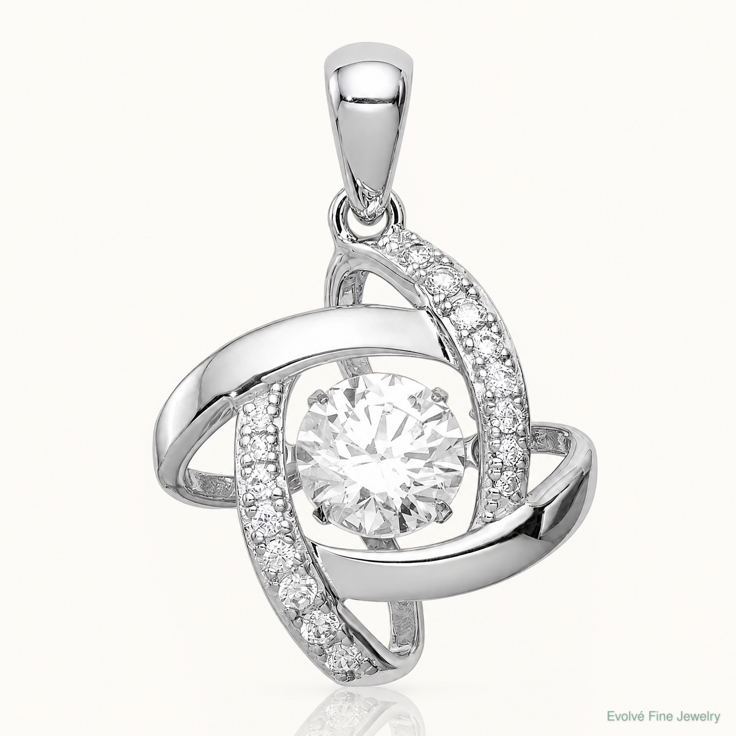 Sterling Silver Platinum-plated Vibrant CZ Pendant - Lifestyle View