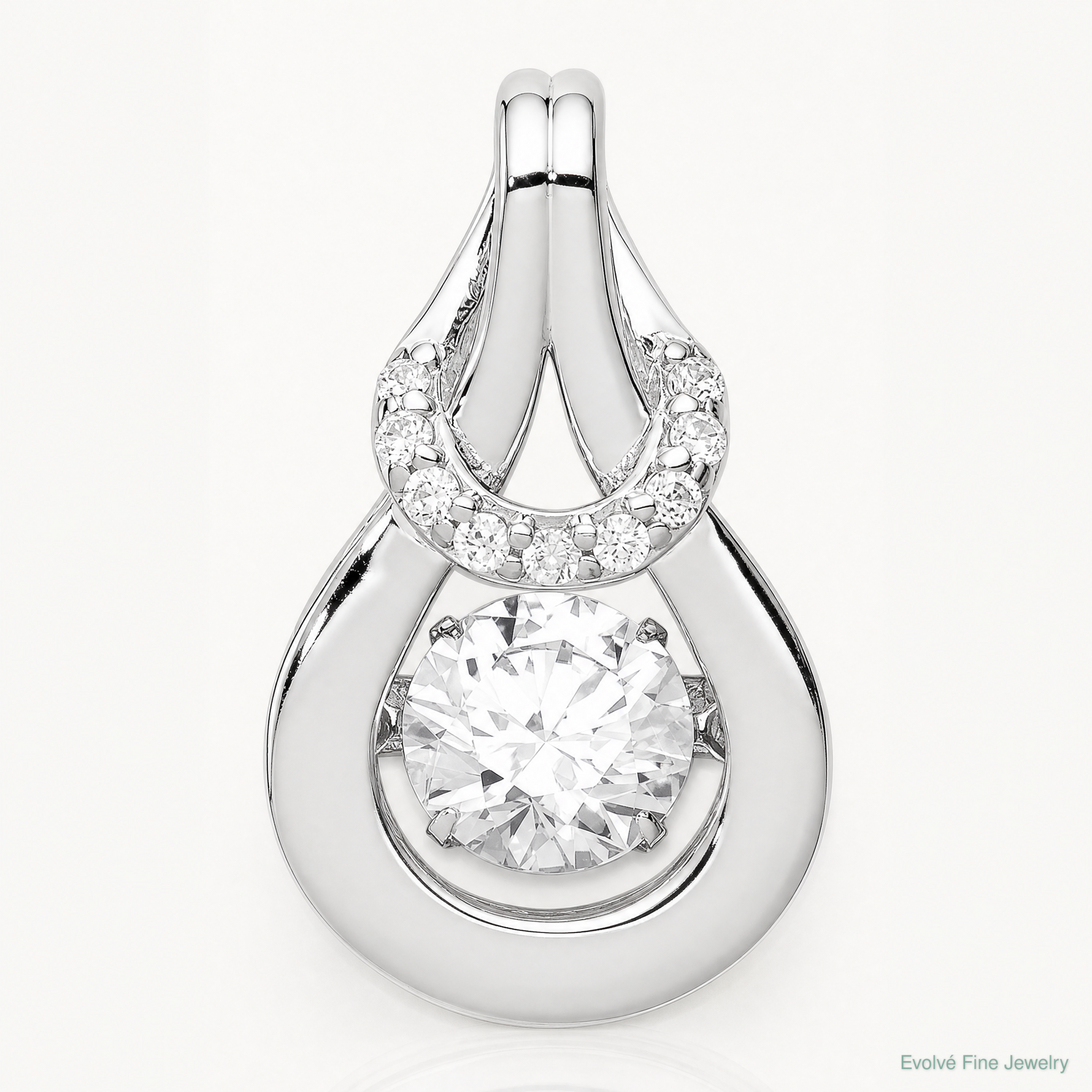 Sterling Silver Platinum-plated Vibrant CZ Knot Pendant - Lifestyle View