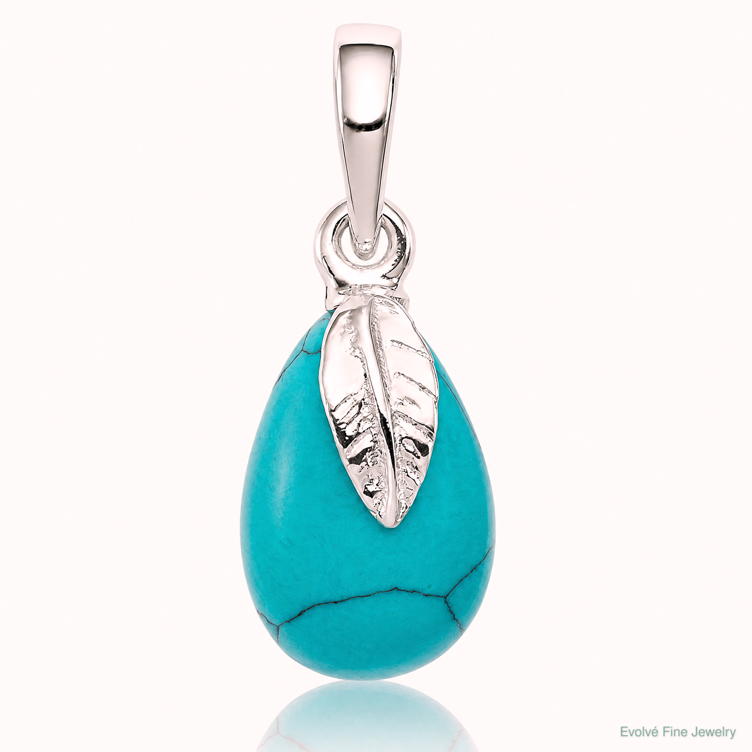 Sterling Silver Polished Lab Created Turquoise Pendant - Lifestyle View
