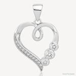 Sterling Silver Rhodium-plated Polished Open Heart CZ Pendant - Lifestyle View