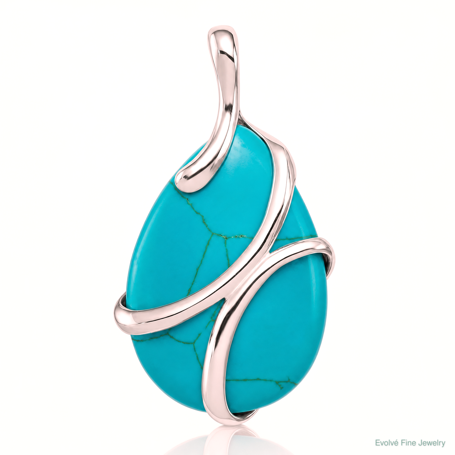 Sterling Silver Polished Synthetic Turquoise Pendant - Lifestyle View