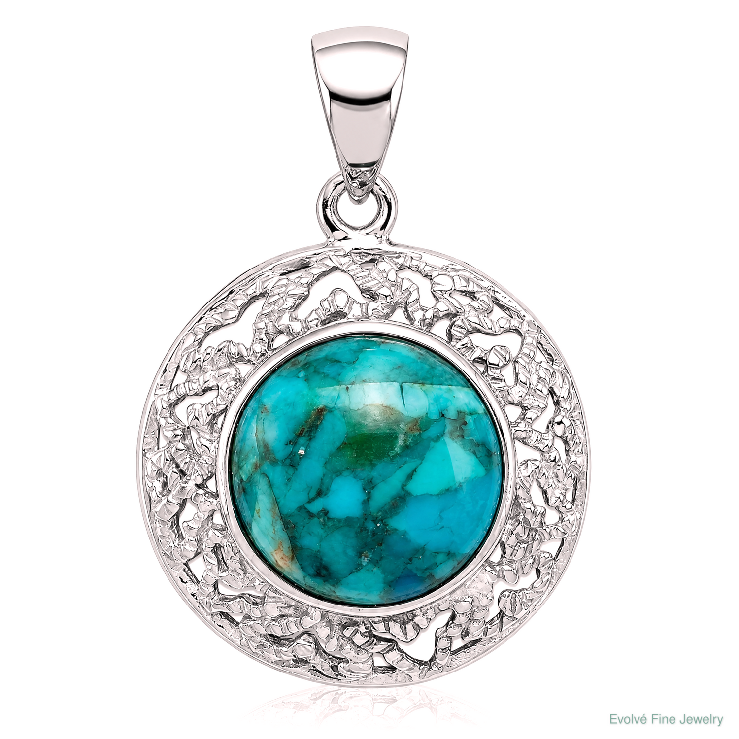 Sterling Silver Rhodium-plated w/Reconstituted Turquoise Pendant - Lifestyle View