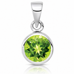 Sterling Silver Rhodium-plated Polished Peridot Round Pendant - Lifestyle View