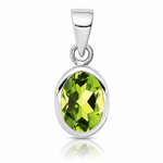 Sterling Silver Rhodium-plated Polished Peridot Oval Pendant - Lifestyle View
