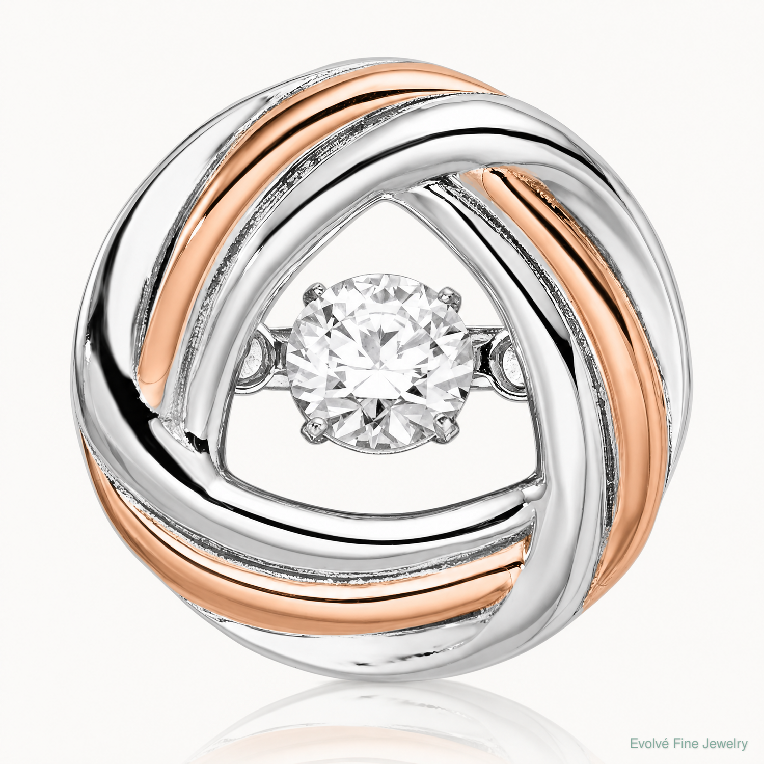 Sterling Silver Platium-plated Rose-tone Vibrant CZ Chain Slide - Lifestyle View