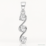 Sterling Silver Rhodium-plated Swirl 3-stone CZ Pendant - Lifestyle View