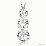 Sterling Silver Rhodium-plated Polished CZ Round Shaped 3 Stone Pendant - Lifestyle View