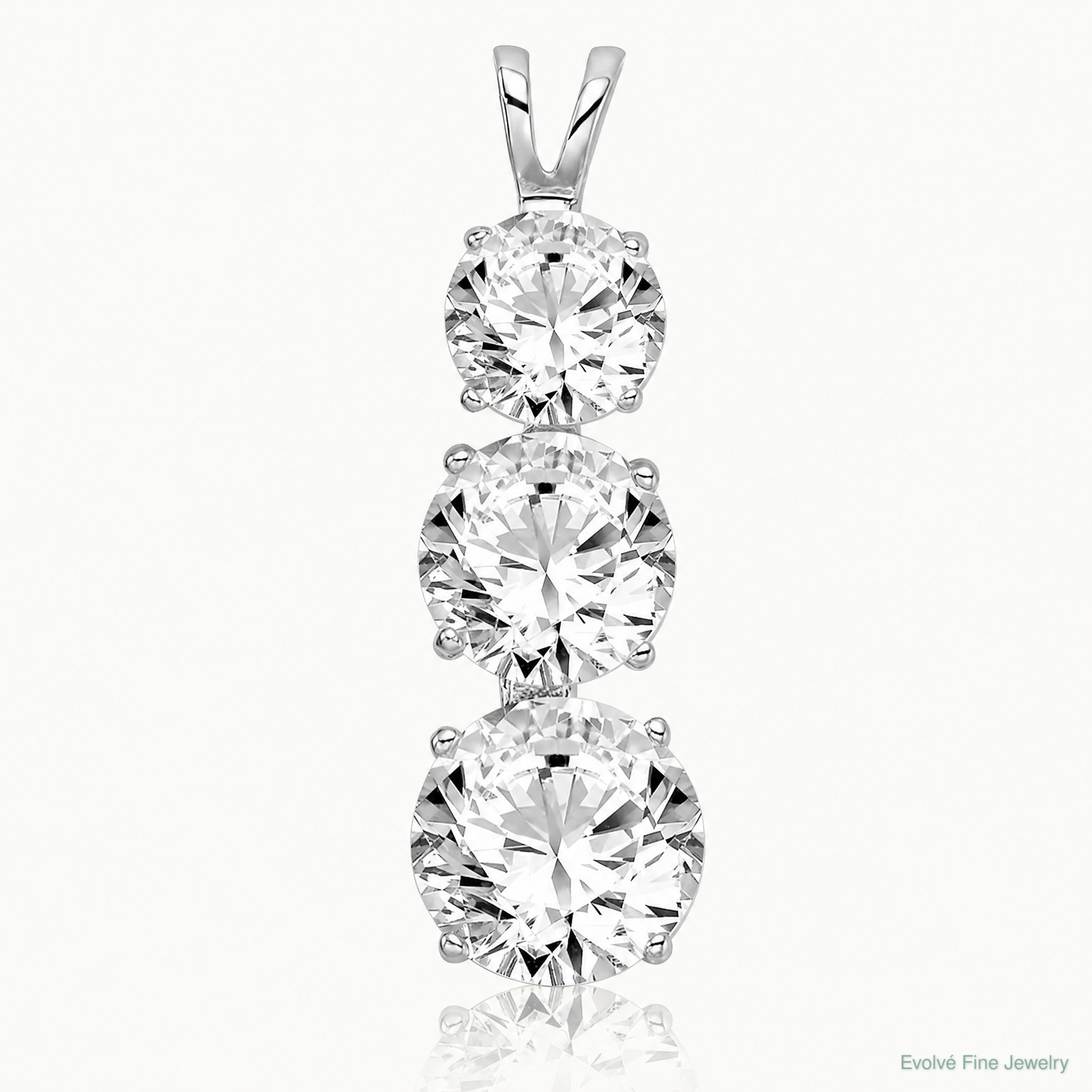 Sterling Silver Rhodium-plated Polished CZ Round Shaped 3 Stone Pendant - Lifestyle View