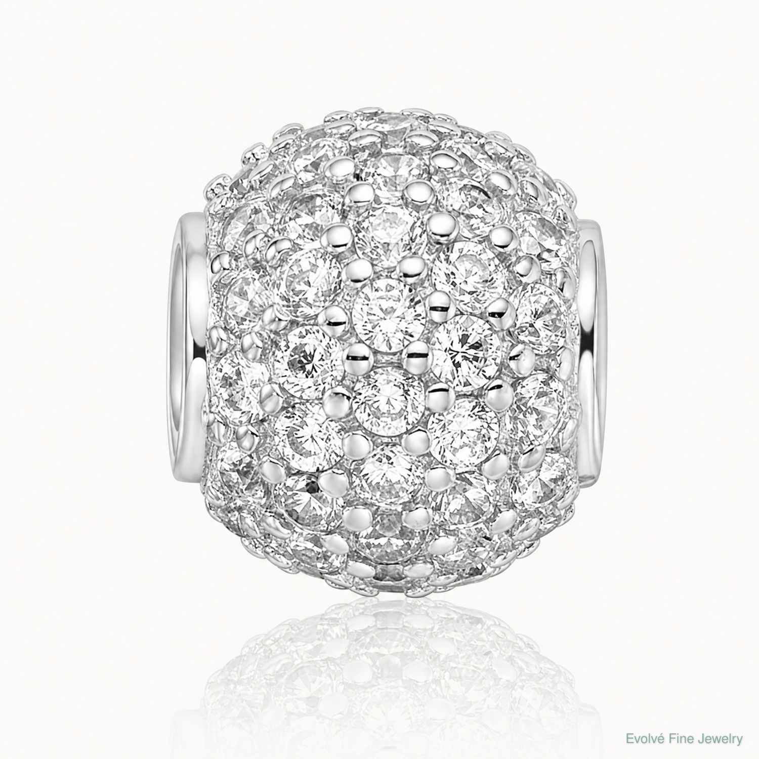 Sterling Silver Rhodium-plated CZ Bead Pendant - Lifestyle View