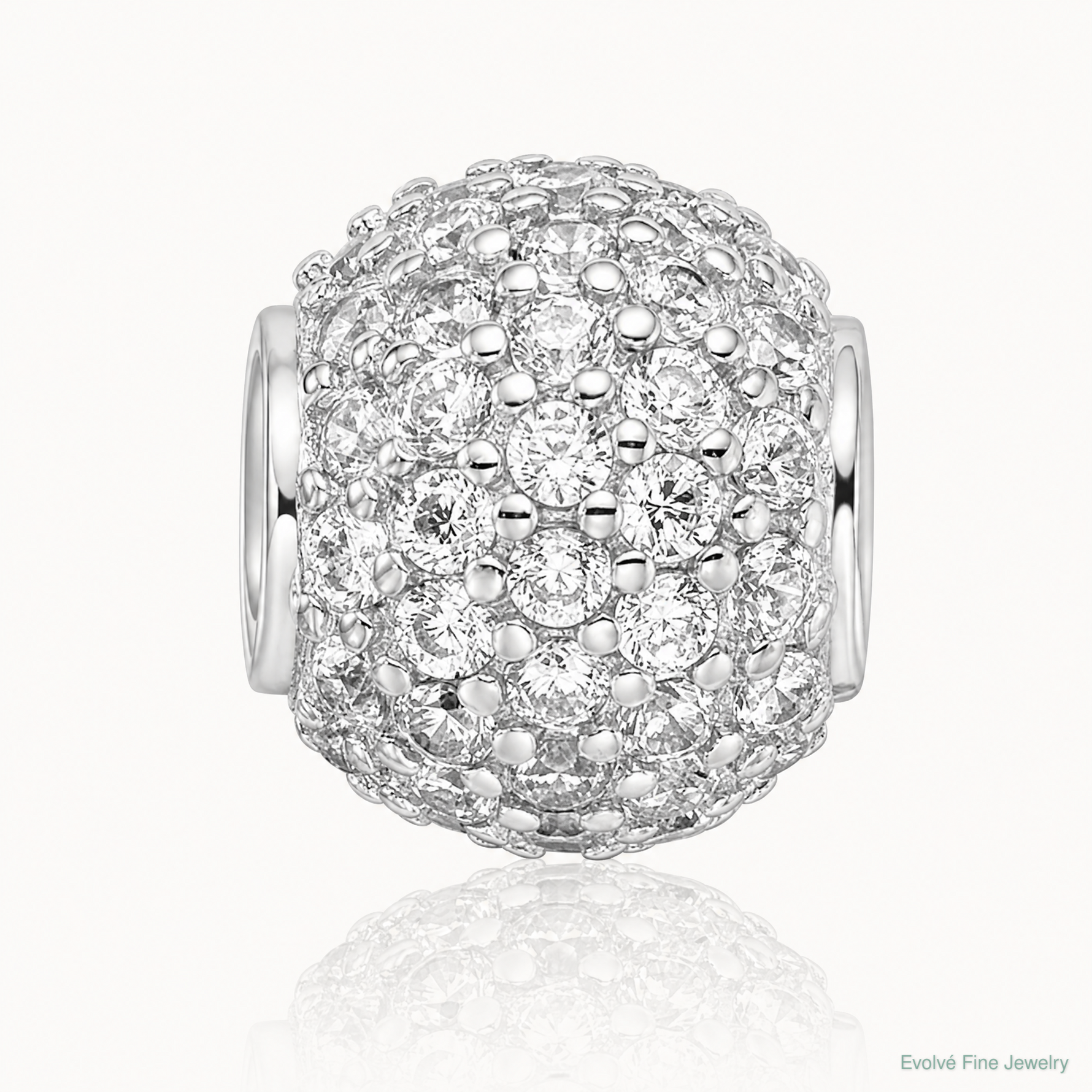 Sterling Silver Rhodium-plated CZ Bead Pendant - Lifestyle View