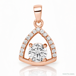 Sterling Silver Rose-tone Triangle CZ Pendant - Lifestyle View