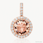 Sterling Silver Rose-tone / CZ Round Halo Pendant - Lifestyle View